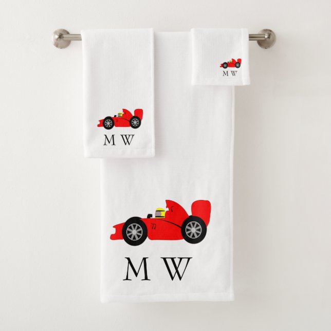 Red Racing Car Design Monogrammed (In situ)