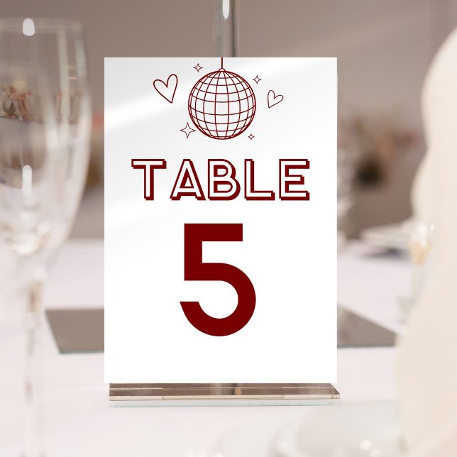 Red Retro Disco Groovy Grandes Números de Mesa (Red Retro Disco Groovy Large Table Numbers)