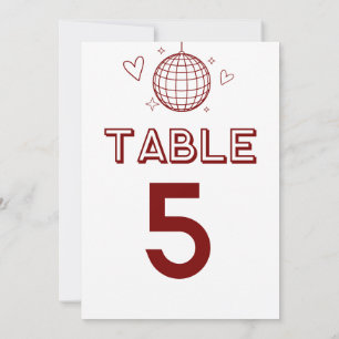 Red Retro Disco Groovy Grandes Números de Mesa