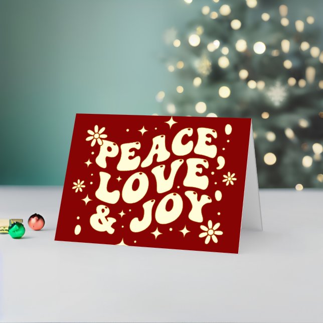 Red Retro Groovy Peace Love Joy Christmas (Vacaciones in situ 2)