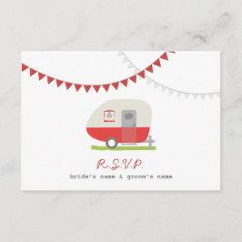 Red Retro Trailer & Bunting Wedding RSVP