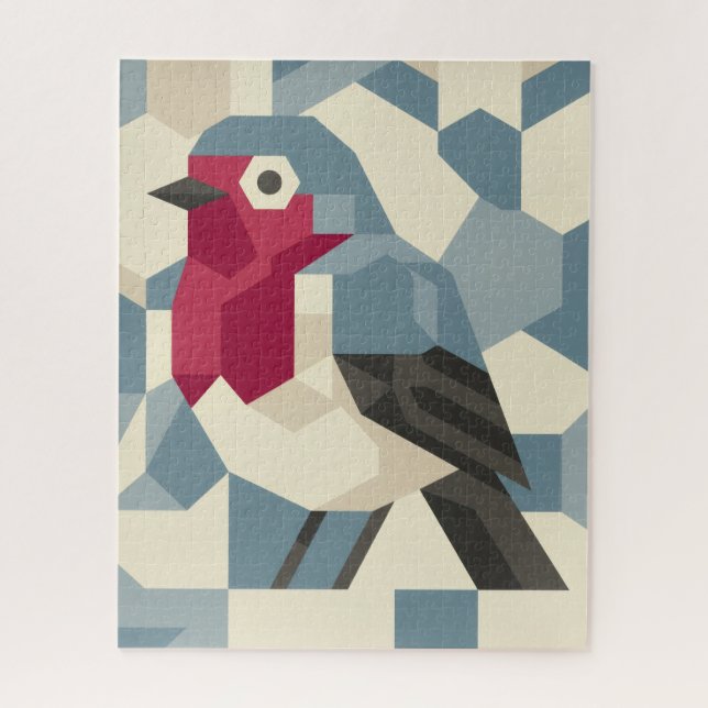 Red Robin in Vector Block Jigsaw Puzzle (Vertical)