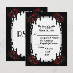Red Rose Gothic RSVP White Menu Choice