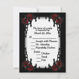 Red Rose Gothic RSVP White Menu Choice