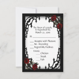 Red Rose Gothic RSVP White Menu Choice