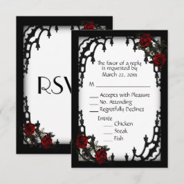 Red Rose Gothic RSVP White Menu Choice
