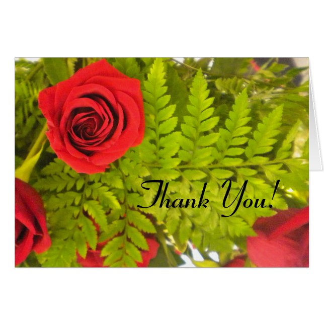 Red Rose N Fern Tarjetas de agradecimiento (Anverso (Horizontal))