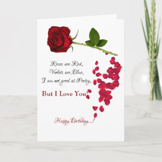 Red Rose Romantic I Love You Birday Card