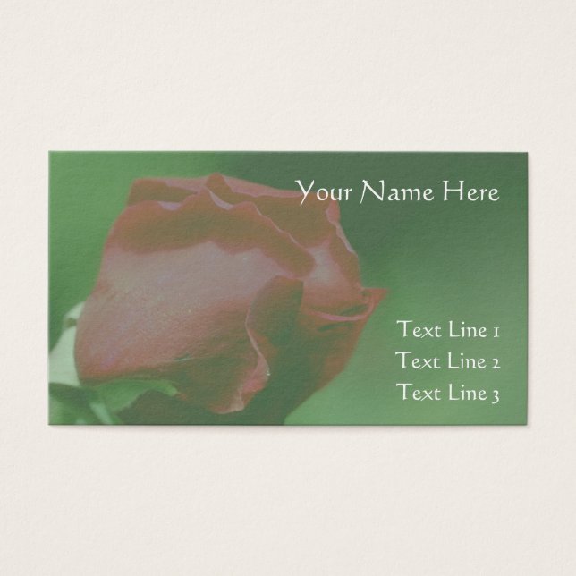 Red Rosebud Up Close Flower Business Card (Frente)