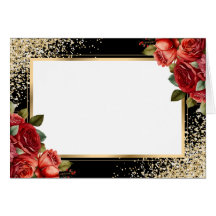 Red Roses Black Gold Confetti Floral
