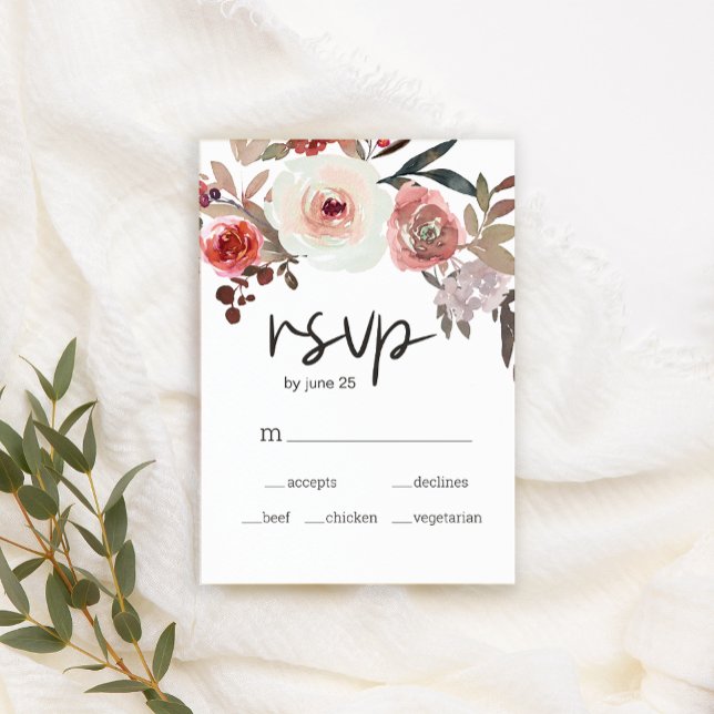 Red Rubor Floral Rosas casan tarjeta RSVP (Subido por el creador)