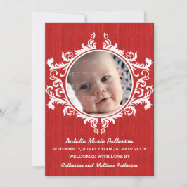 Red Rustic Swirls Baby Invitación
