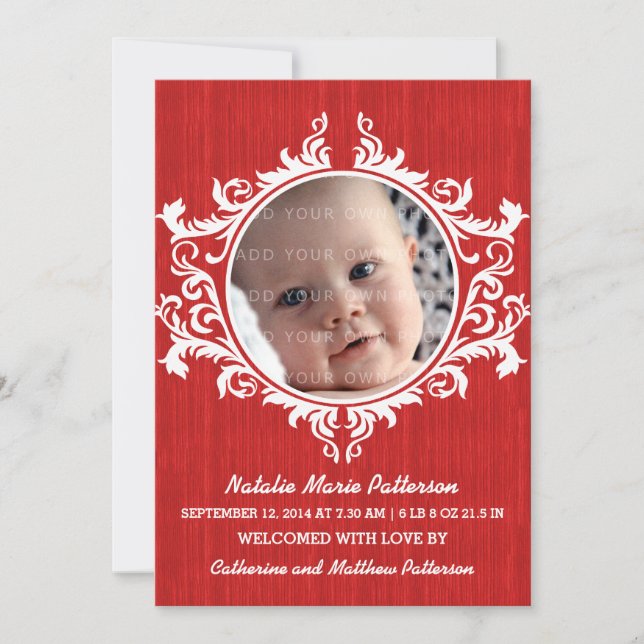 Red Rustic Swirls Baby Invitación (Anverso)