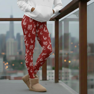 Red Santa Claus Ho Ho Ho Navidades Leggings