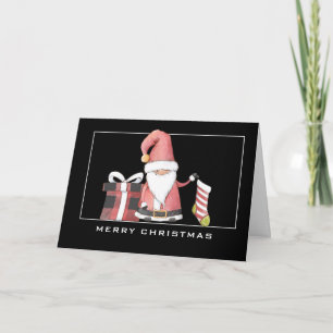 Red Santa Gnome con tarjeta de Navidades FOTOGRÁFI