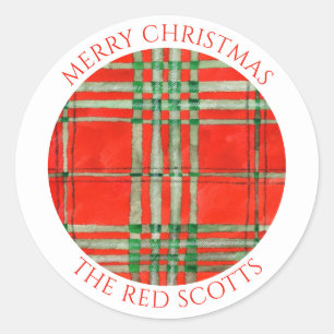 RED SCOTT TARTAN Grandes Sellos para sobres redond