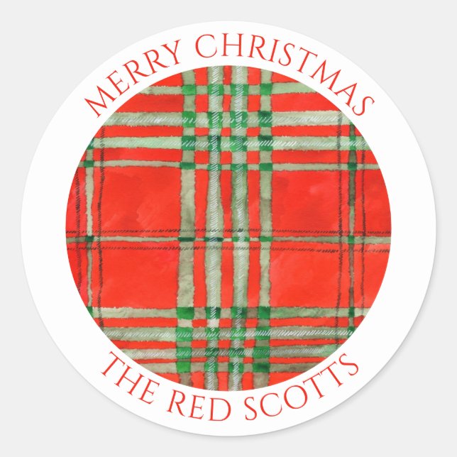 RED SCOTT TARTAN Grandes Sellos para sobres redond (Anverso)