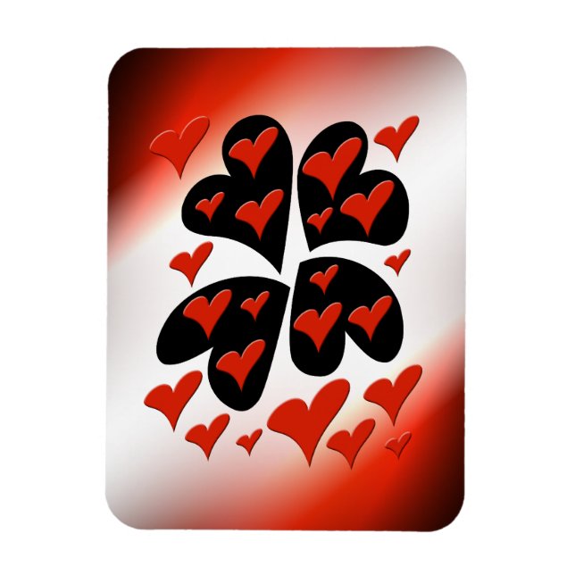 Red sobre el imán del corazón negro (Vertical)