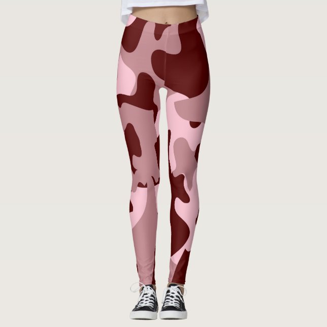 Red Soft Rose Wine Camouflage Leggings (Anverso)