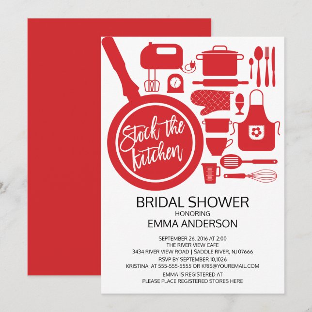 Red Stock The Kitchen Bridal Shower Invitación (Anverso / Reverso)