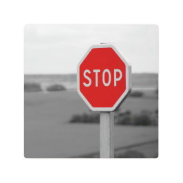 Red Stop Road Rótulo Fotografía Minimalista Arte M