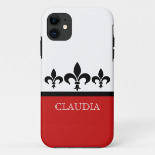 Red Swanky Fleur De Lis BT iPhone 5 Funda