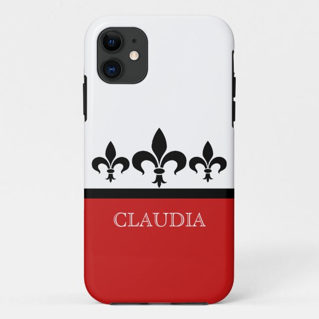 Red Swanky Fleur De Lis BT iPhone 5 Funda (Reverso)