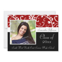 Red Swirly Vines Foto Invitación de Graduación