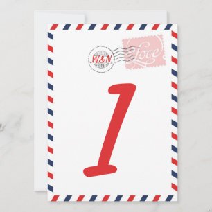 Red Table Number Card Postal Service Collection