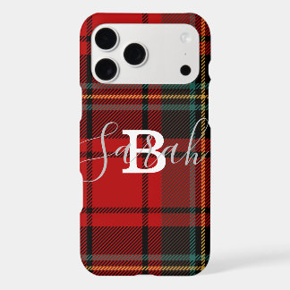 Red Tartan Plaid Checkered Scotered Monograma Nomb
