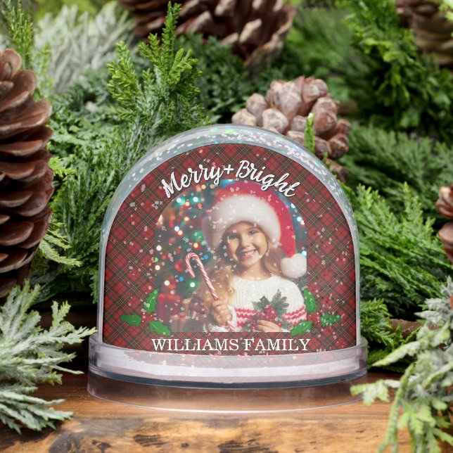 Red tartan plaid Custom photos Christmas (Invierno)