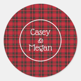 Red Tartan Plaid Pegatina