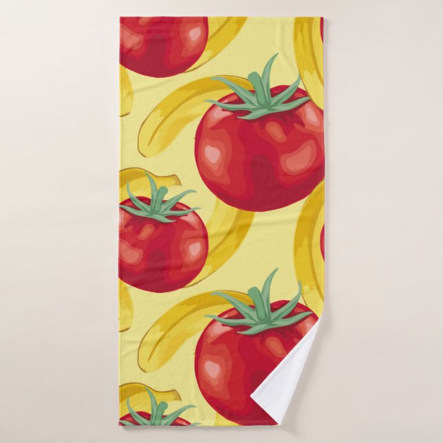 Red tomato and fruits seamless pattern designabstr (Toalla de baño)