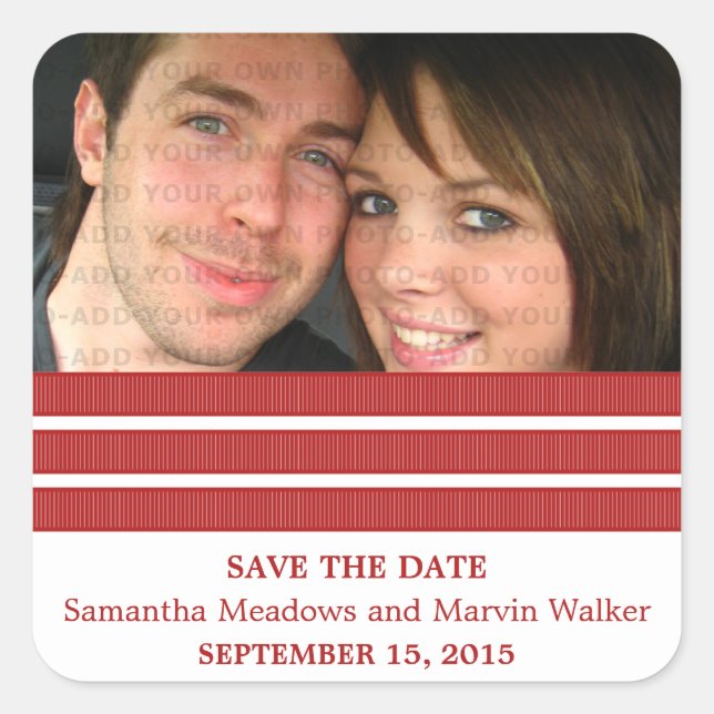 Red Triple Stripe Save the Date Pegatinas (Anverso)
