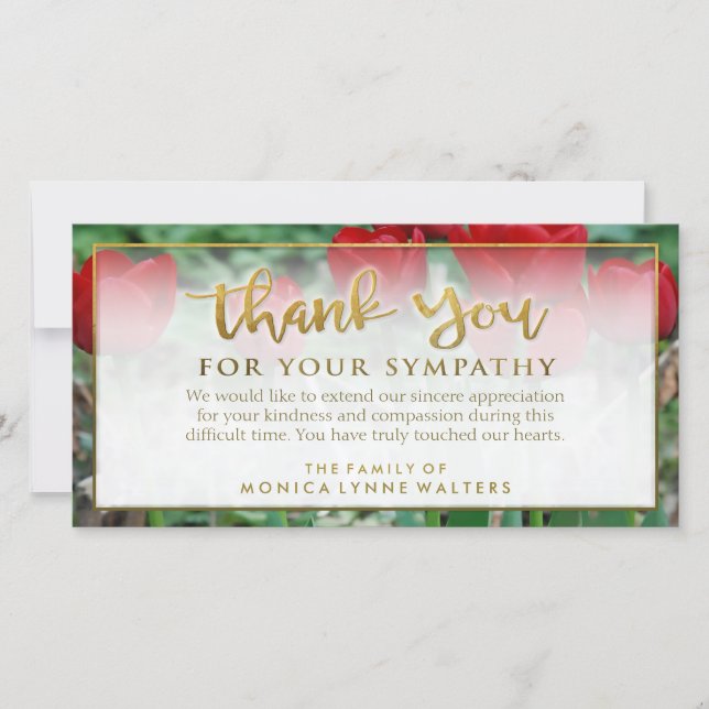 Red Tulips Golden Tarjeta de agradecimiento (Anverso)