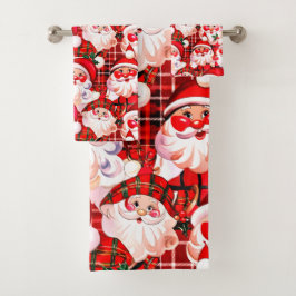 Red Vintage Santa Claus Tartan Plaid Navidades