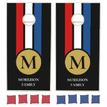 Red White and Blue Gold Metalizado Cornhole Set