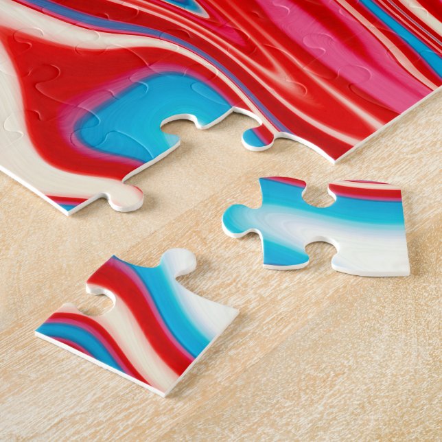 Red White and Blue Paint Pouring Jigsaw Puzzle (Lado)