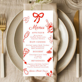 Red & White Italian Food Bridal Shower Flat Menu