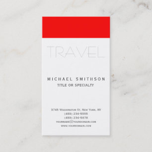 Red White Modern Simple Travel Agent Tarjeta de Ne
