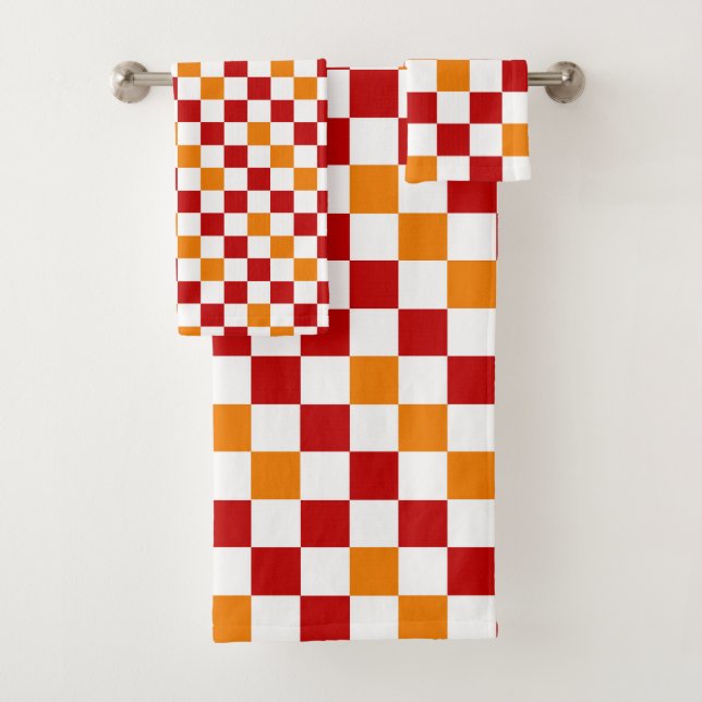 Red White Orange Checkered Pattern Design  (In situ)