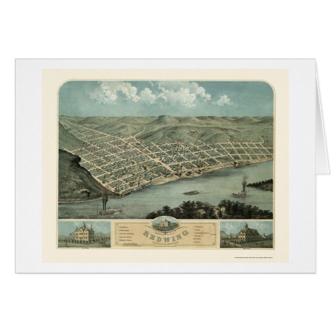 Red Wing, mapa panorámico del manganeso - 1868 (Anverso (Horizontal))