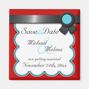 Red y Verde azulado, cinta negra Guardar el imán d