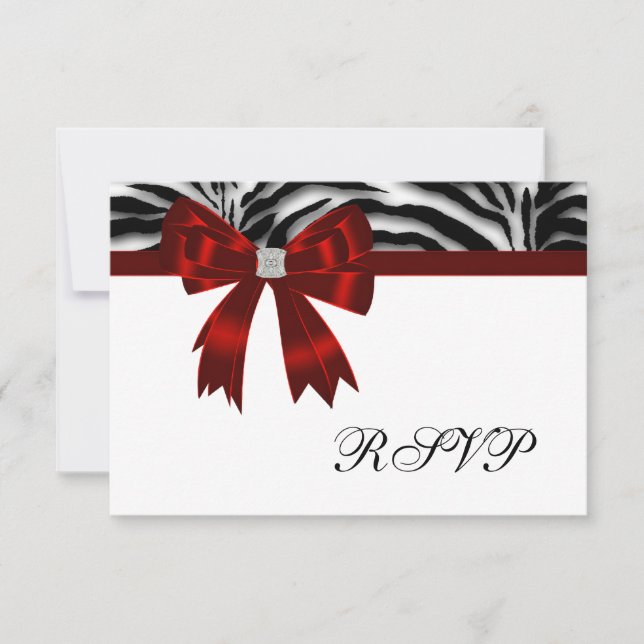 Red Zebra Red Bow RSVP (Anverso)