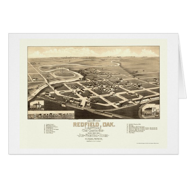 Redfield, mapa panorámico del SD - 1883 (Anverso (Horizontal))