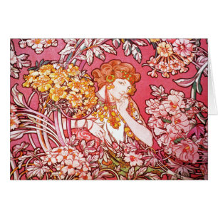 Redhead entre las flores, Alfonso Mucha