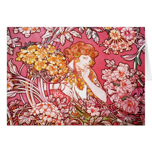 Redhead entre las flores, Alfonso Mucha (Anverso (Horizontal))