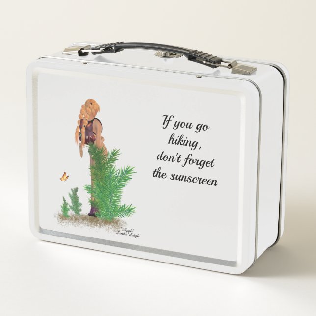 Redhead Hiker Backpack Pinup Chica Lunch Box (Reverso)