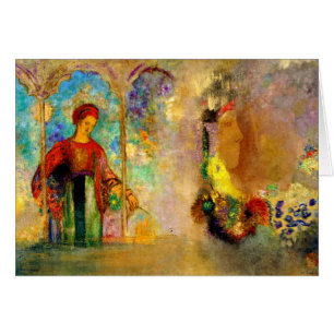 Redon - Arcade gótico, mujer reuniendo flores