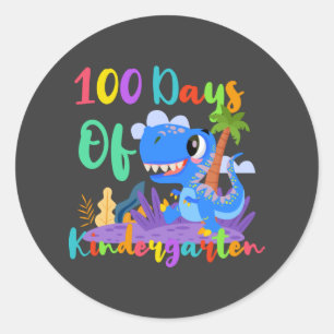 Redonda 100 Días De Pegatina De Dinosaurio En El Jardín De